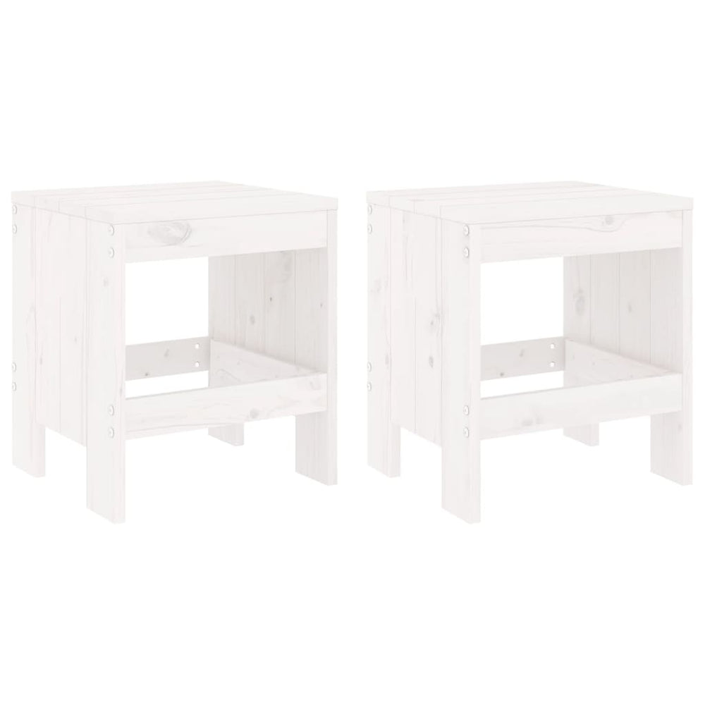 Garden Stools 2 pcs White 40x36x45 cm Solid Wood Pine