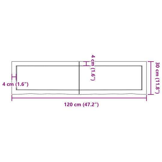 Wall Shelf Light Brown 120x30x(2-4) cm Treated Solid Wood Oak