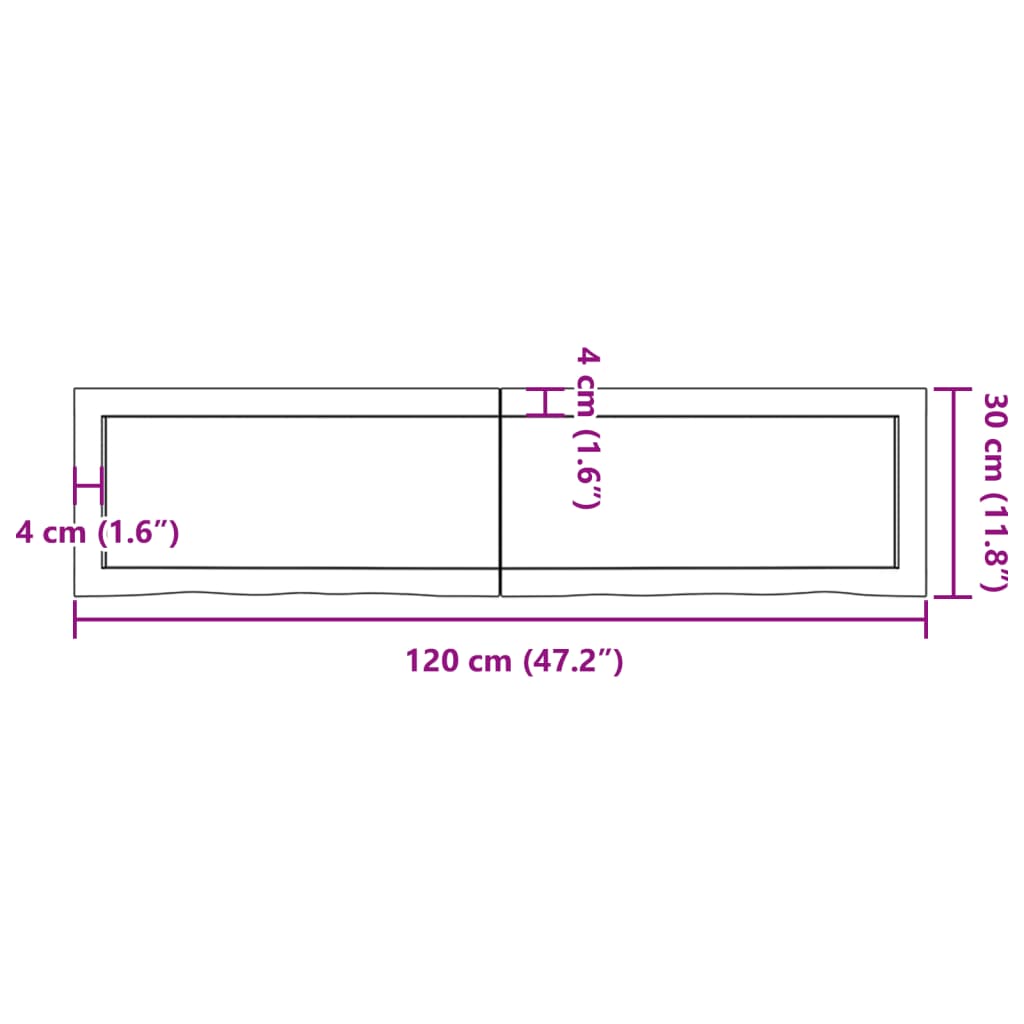 Wall Shelf Dark Brown 120x30x(2-4) cm Treated Solid Wood Oak