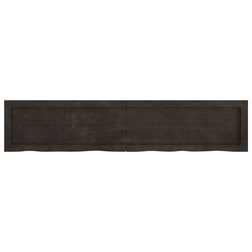 Wall Shelf Dark Brown 140x30x(2-4) cm Treated Solid Wood Oak