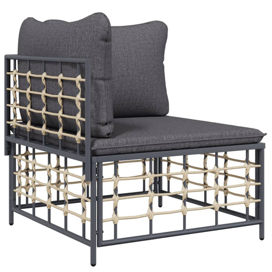 11 Piece Garden Lounge Set with Cushions Anthracite Poly Rattan