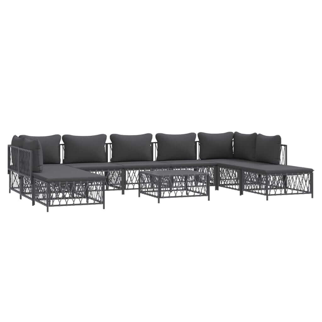 10 Piece Garden Lounge Set with Cushions Anthracite Steel