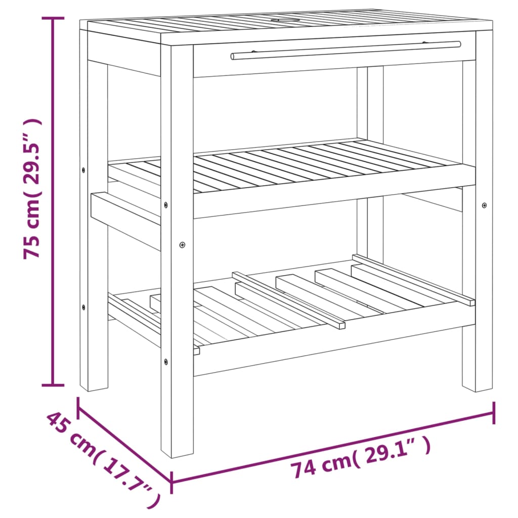 Bathroom Vanity Cabinet with 2 Shelves 74x45x75 cm Solid Wood