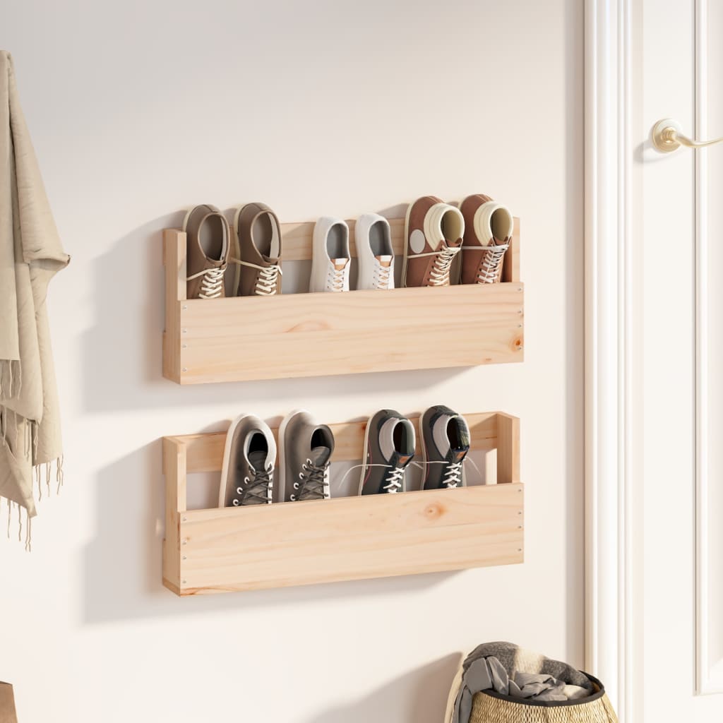 Affordable quality wall-mounted shoe racks in solid pine wood for budget-friendly shoe storage solutions.