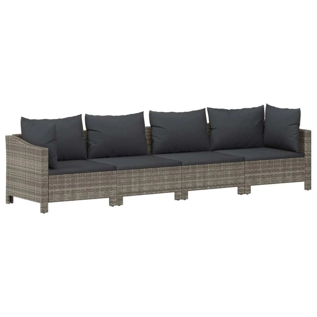 11 Piece Garden Lounge Set with Cushions Grey Poly Rattan