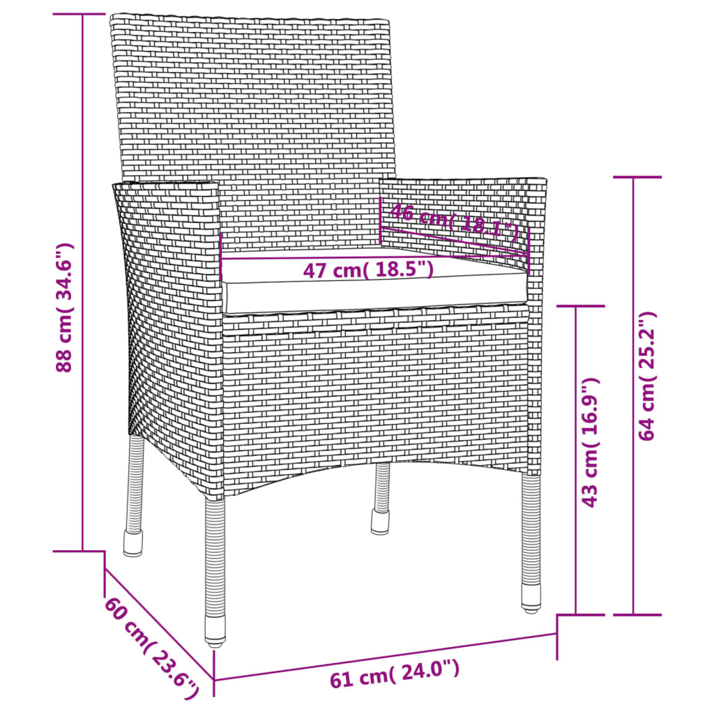 11 Piece Garden Dining Set with Cushions Grey Poly Rattan