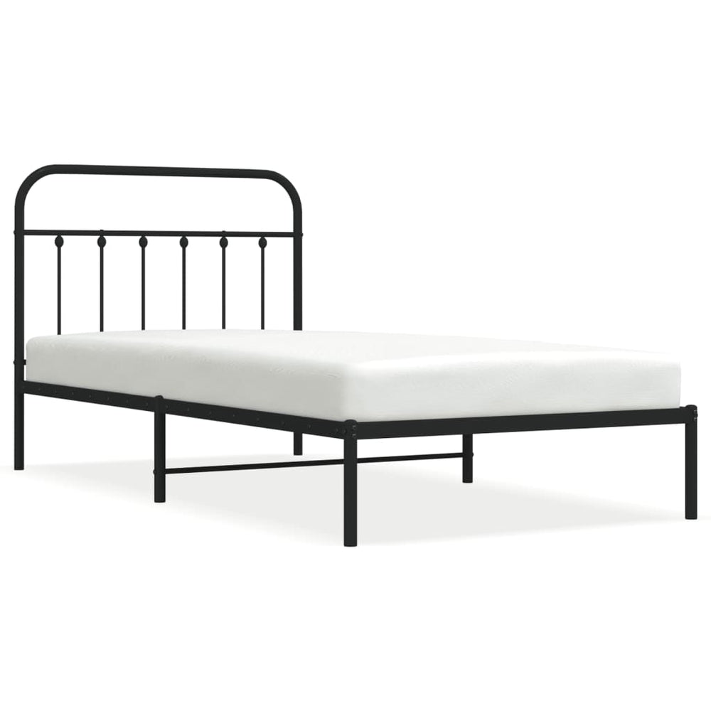 Metal Bed Frame without Mattress with Headboard Black 107x203 cm King Single