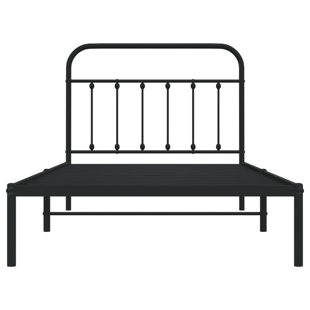 Metal Bed Frame without Mattress with Headboard Black 107x203 cm King Single