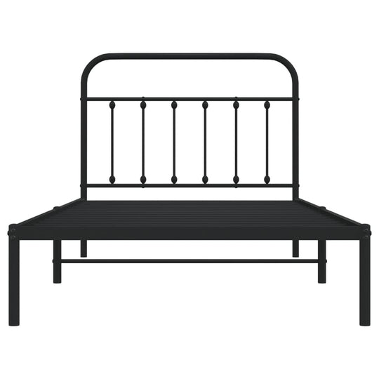 Metal Bed Frame without Mattress with Headboard Black 107x203 cm King Single