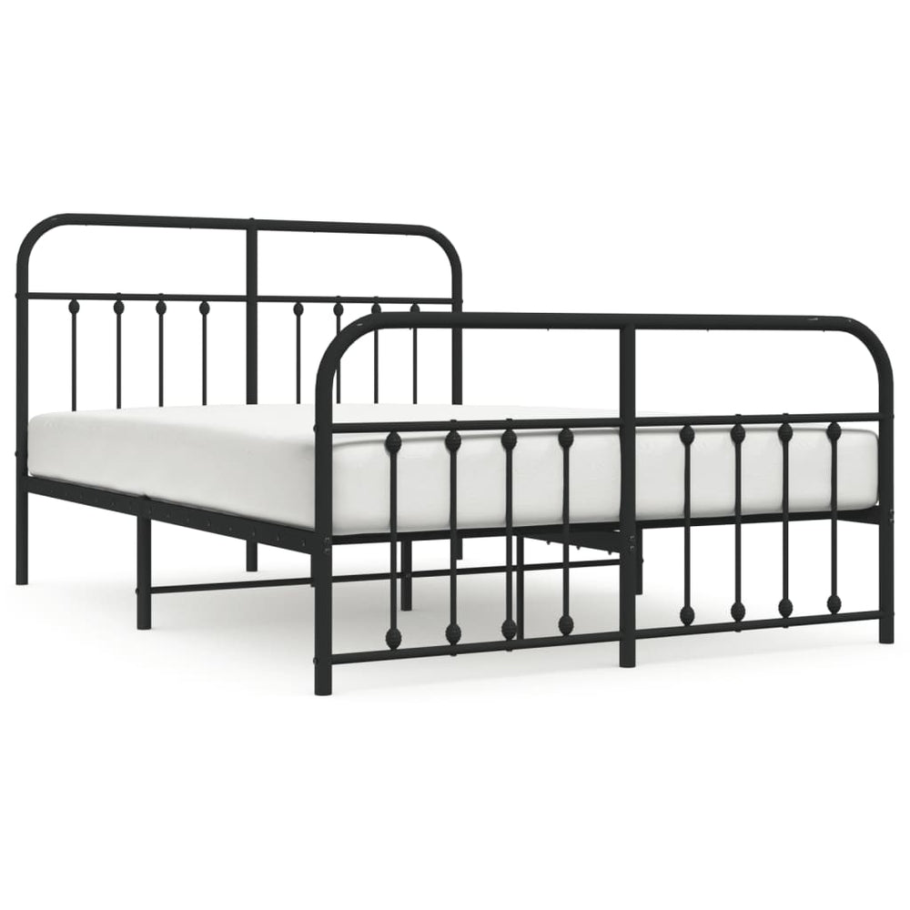 Metal Bed Frame without Mattress with Footboard Black 135x190 cm