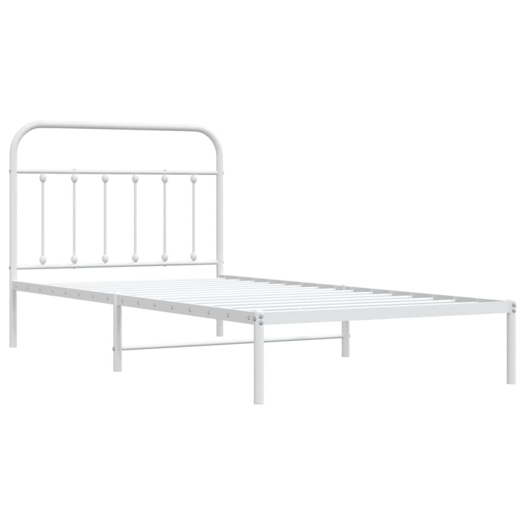 Metal Bed Frame without Mattress with Headboard White 107x203 cm King Single