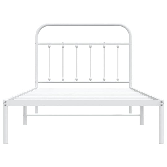 Metal Bed Frame without Mattress with Headboard White 107x203 cm King Single