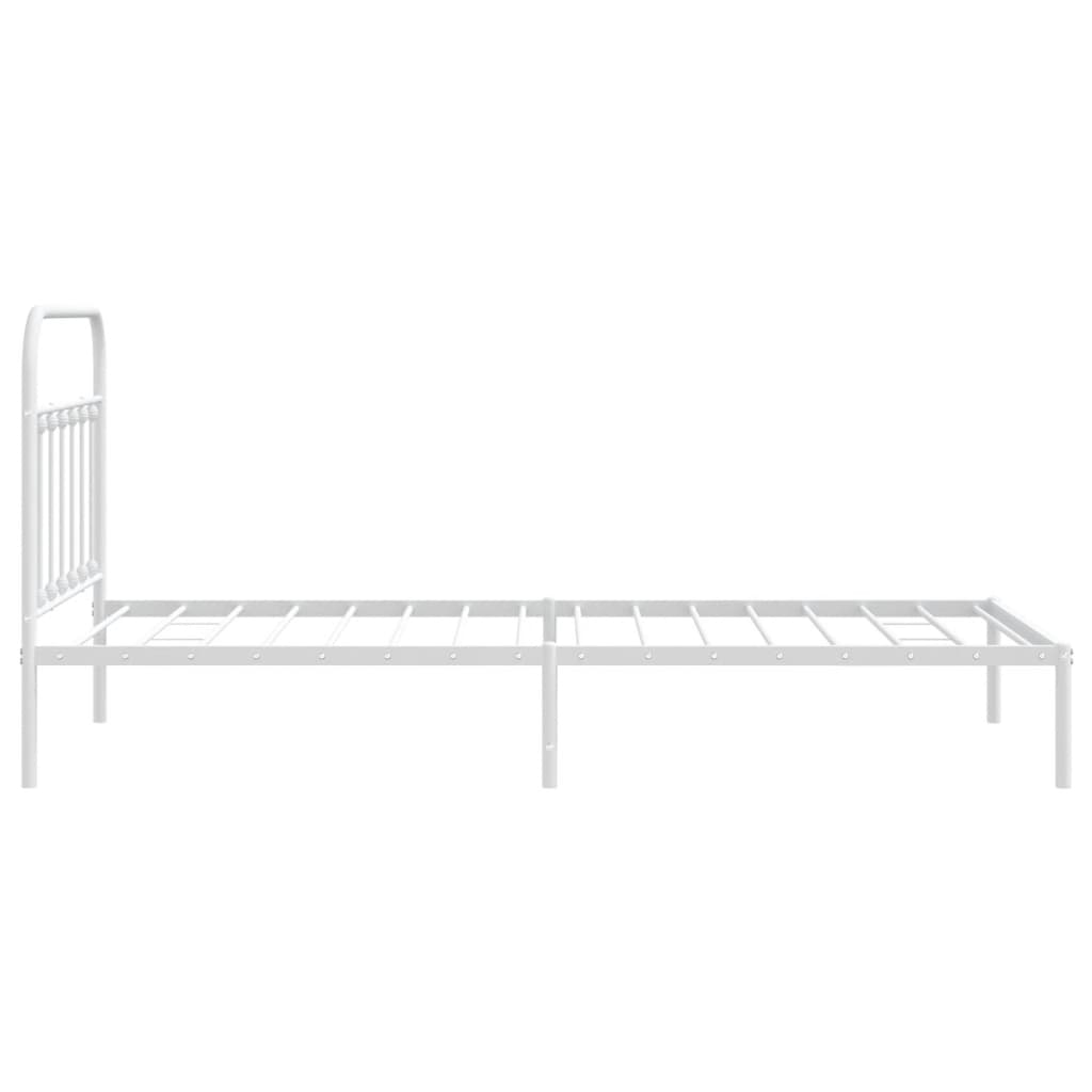 Metal Bed Frame without Mattress with Headboard White 107x203 cm King Single