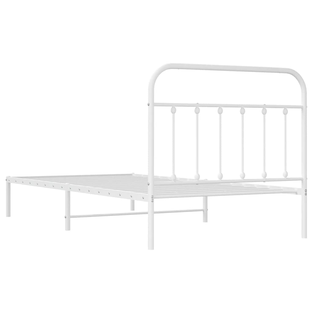 Metal Bed Frame without Mattress with Headboard White 107x203 cm King Single