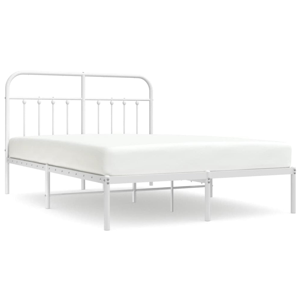 Metal Bed Frame without Mattress with Headboard White 150x200 cm