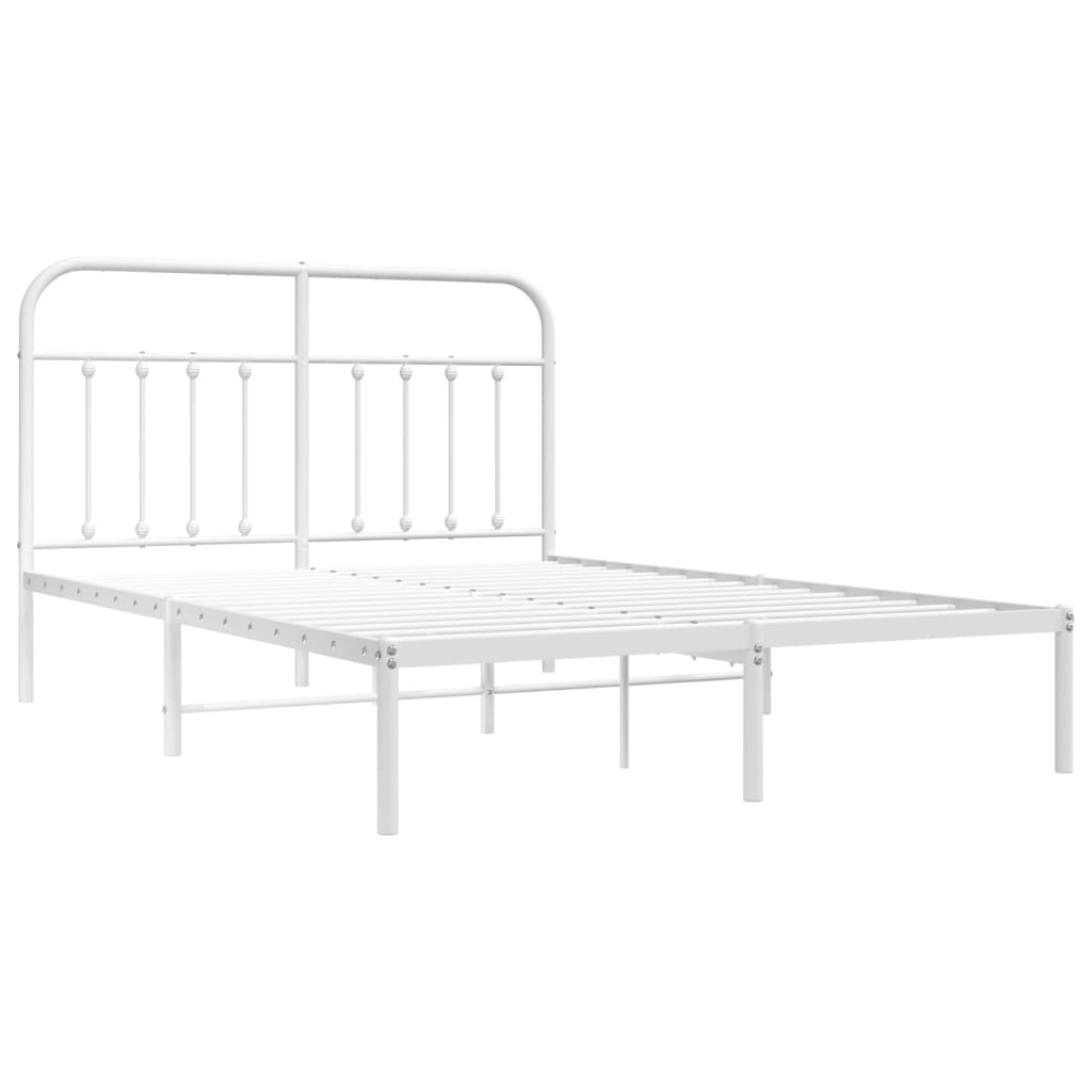 Metal Bed Frame without Mattress with Headboard White 150x200 cm