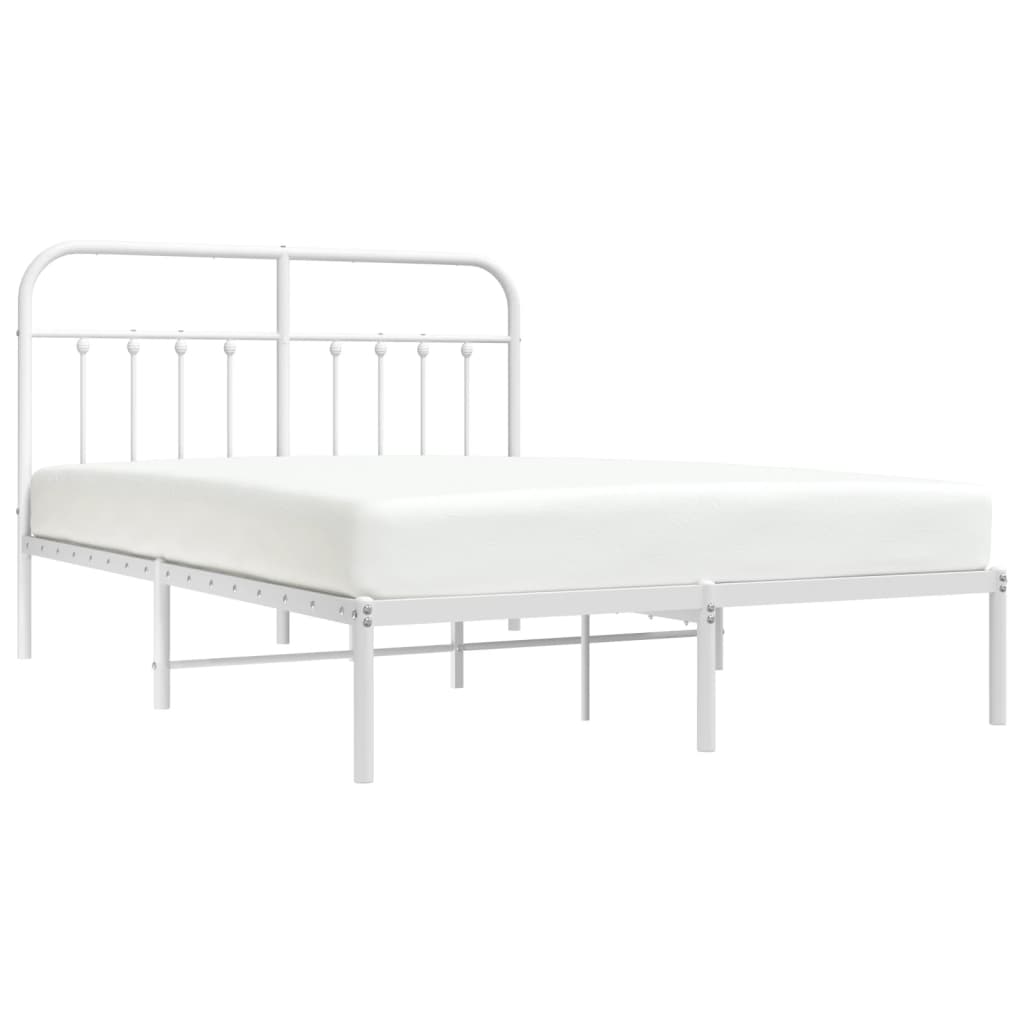 Metal Bed Frame without Mattress with Headboard White 150x200 cm