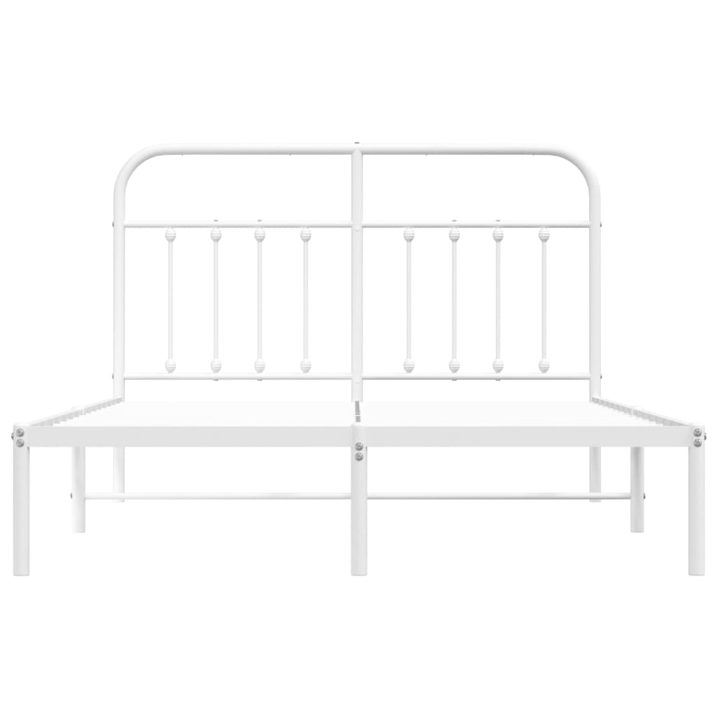 Metal Bed Frame without Mattress with Headboard White 150x200 cm