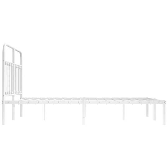 Metal Bed Frame without Mattress with Headboard White 150x200 cm