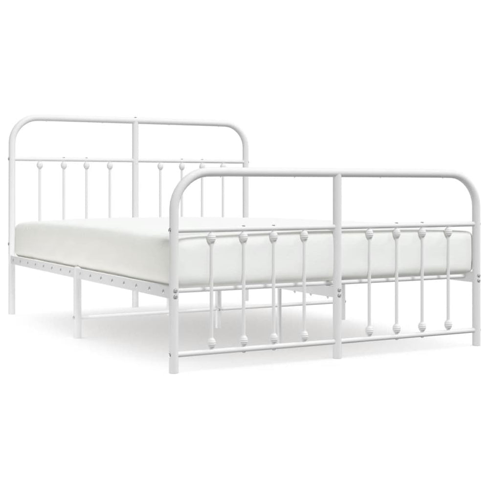 Metal Bed Frame without Mattress with Footboard White 150x200 cm