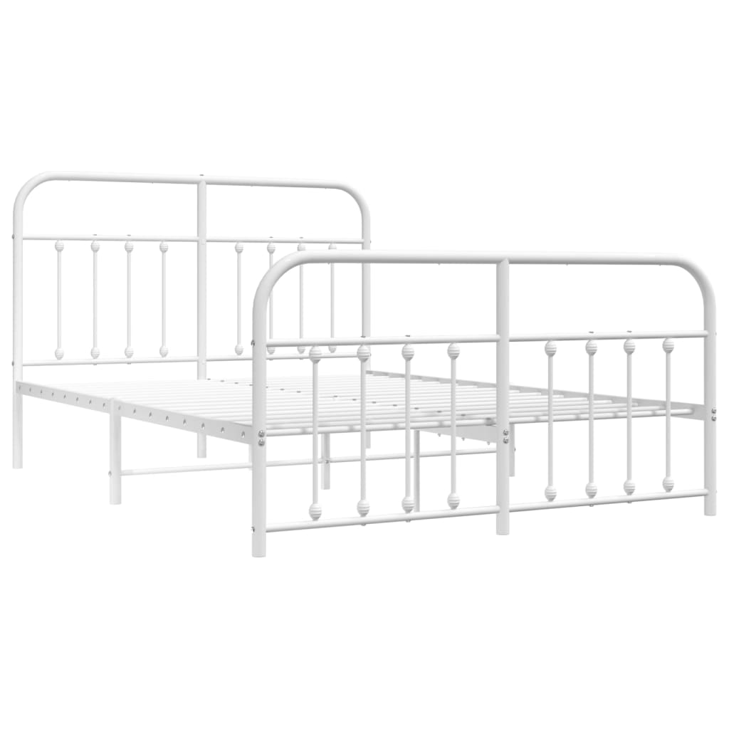 Metal Bed Frame without Mattress with Footboard White 150x200 cm