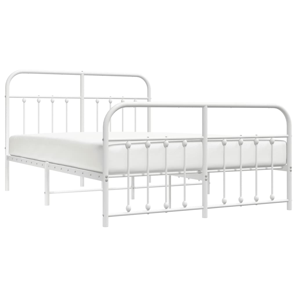 Metal Bed Frame without Mattress with Footboard White 150x200 cm