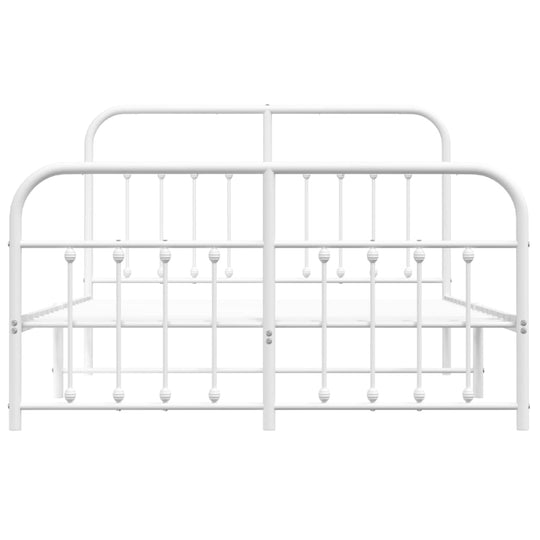 Metal Bed Frame without Mattress with Footboard White 150x200 cm