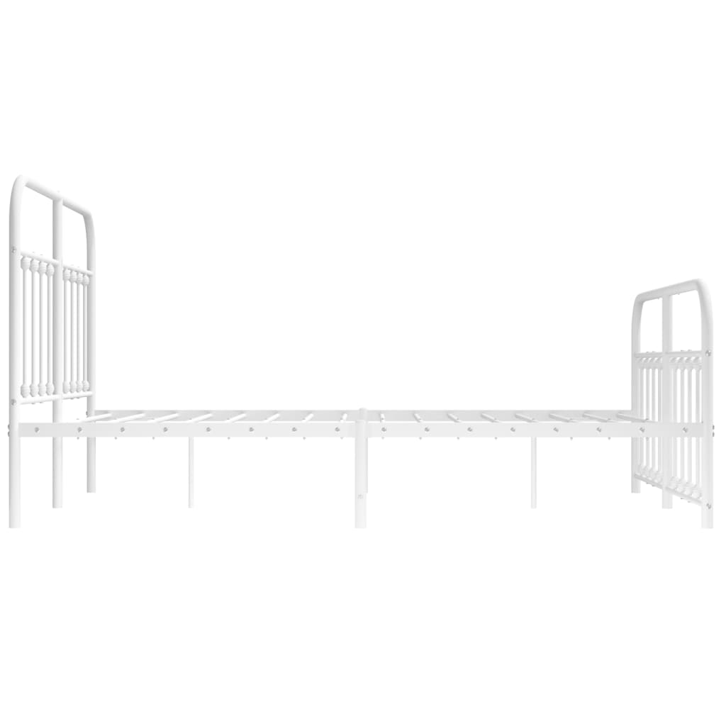 Metal Bed Frame without Mattress with Footboard White 150x200 cm