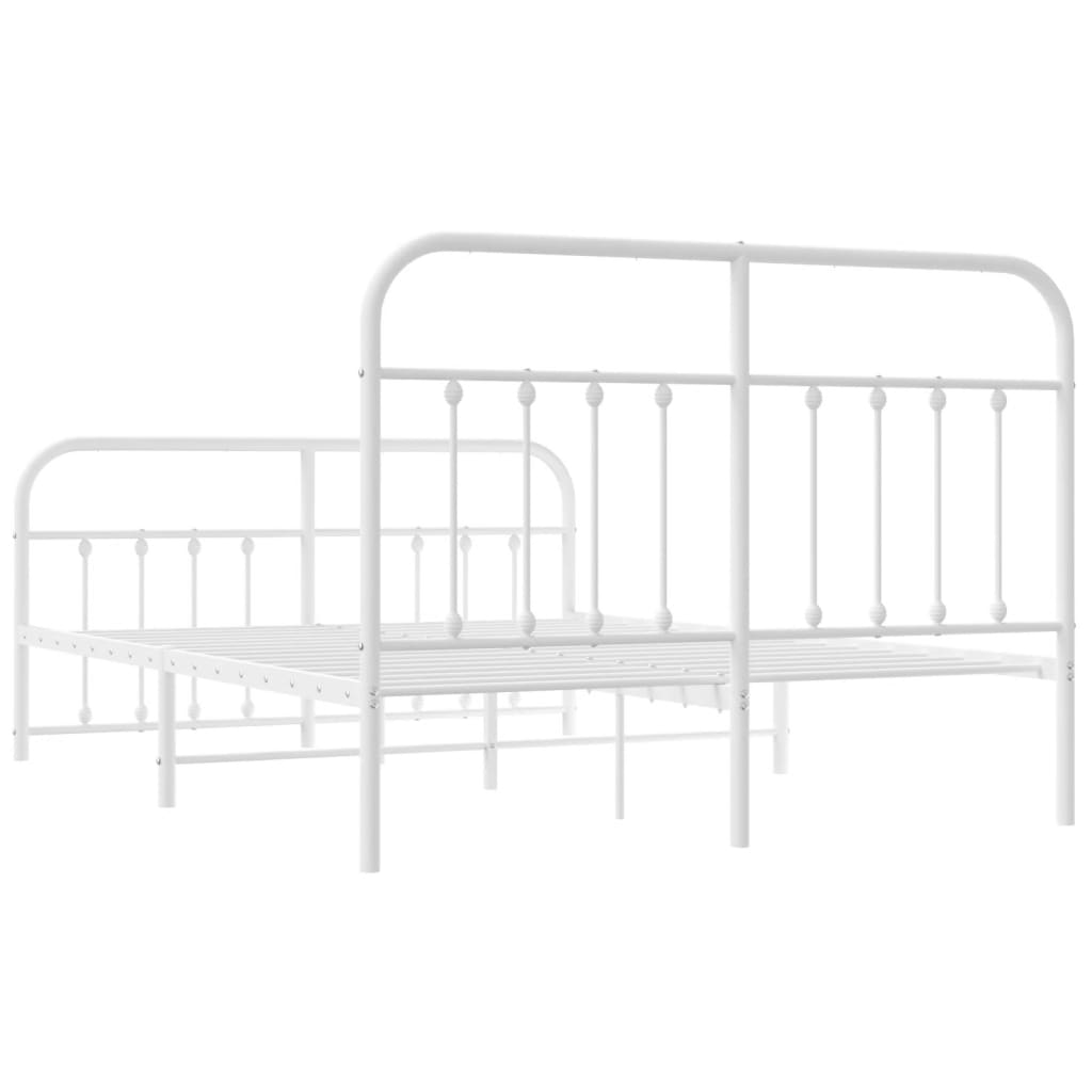 Metal Bed Frame without Mattress with Footboard White 150x200 cm