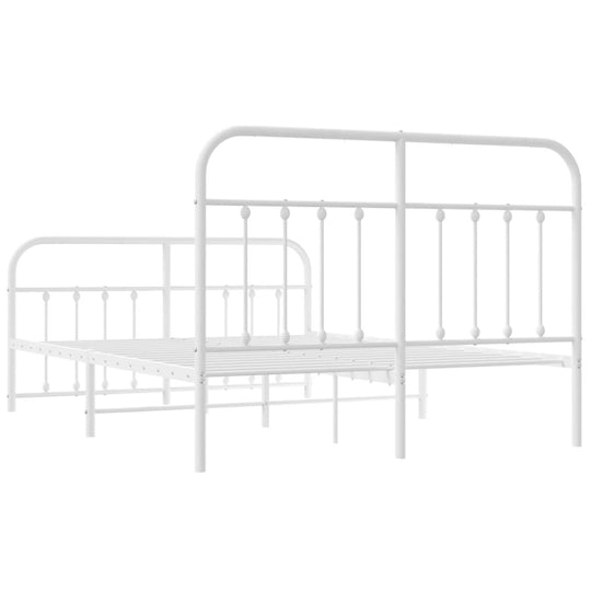 Metal Bed Frame without Mattress with Footboard White 150x200 cm