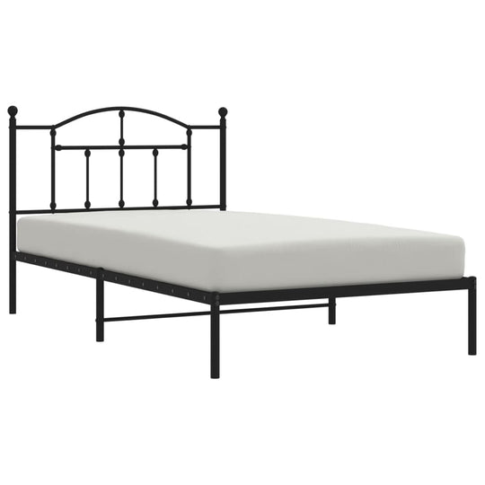 Metal Bed Frame without Mattress with Headboard Black 107x203 cm King Single