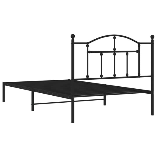 Metal Bed Frame without Mattress with Headboard Black 107x203 cm King Single