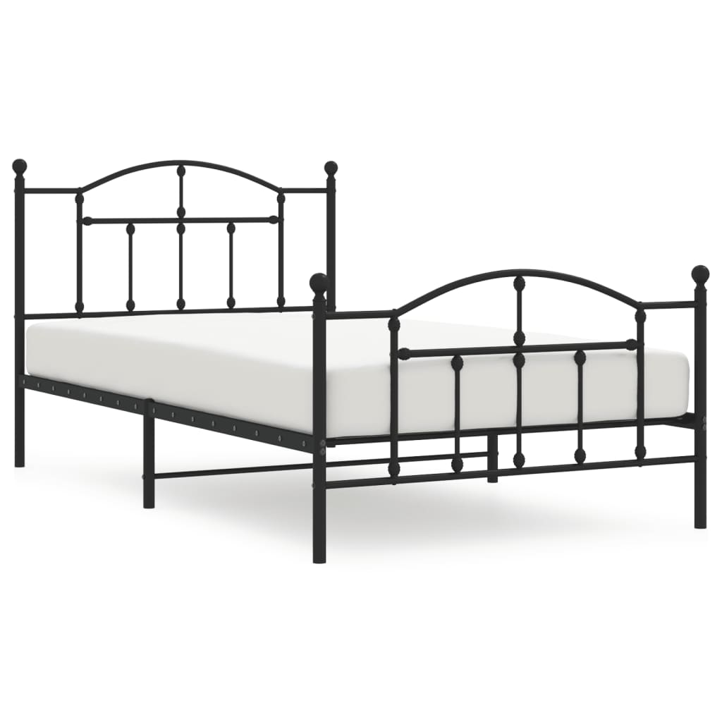 Metal Bed Frame without Mattress with Footboard Black 107x203 cm King Single