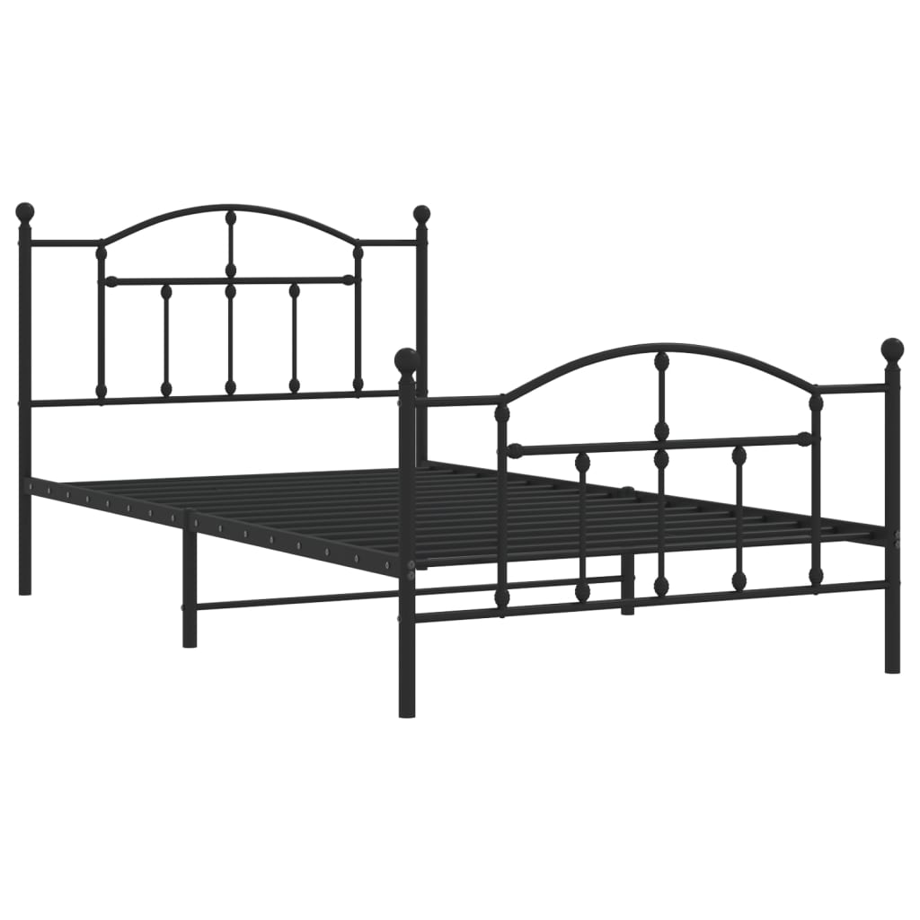 Metal Bed Frame without Mattress with Footboard Black 107x203 cm King Single