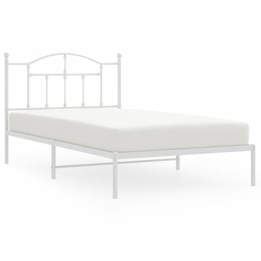 Metal Bed Frame without Mattress with Headboard White 107x203 cm King Single