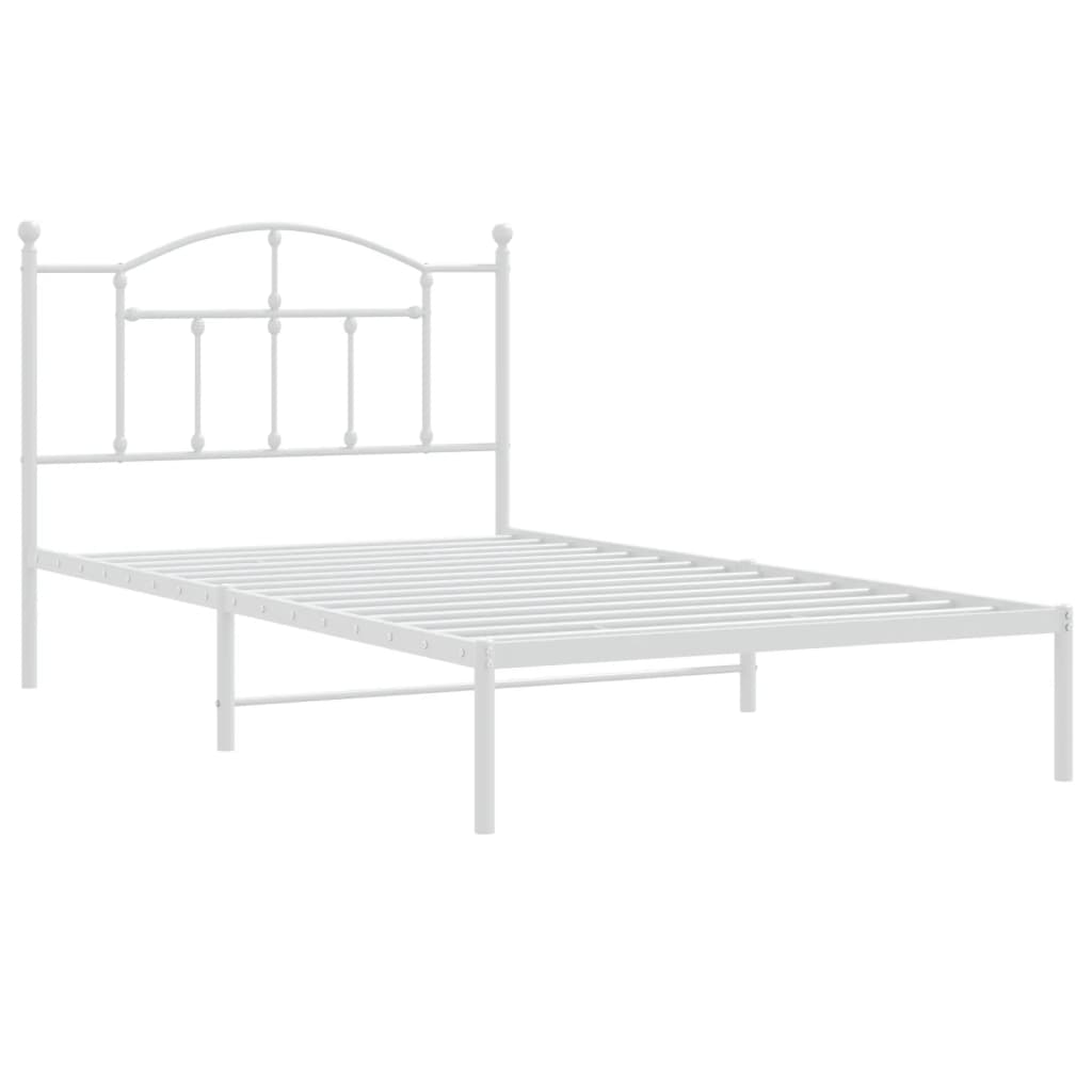 Metal Bed Frame without Mattress with Headboard White 107x203 cm King Single