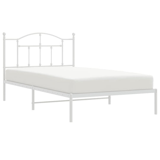 Metal Bed Frame without Mattress with Headboard White 107x203 cm King Single