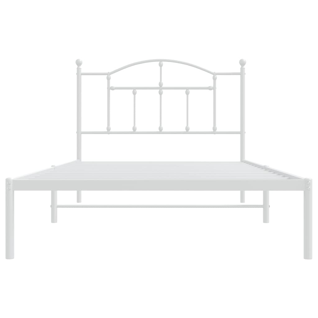 Metal Bed Frame without Mattress with Headboard White 107x203 cm King Single