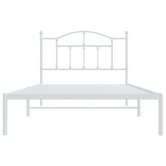 Metal Bed Frame without Mattress with Headboard White 107x203 cm King Single