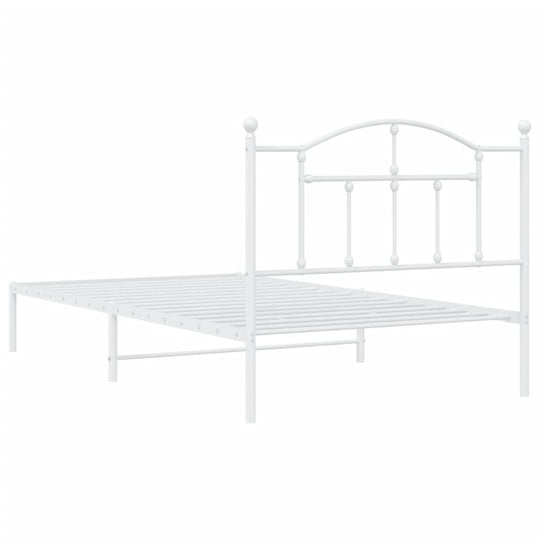 Metal Bed Frame without Mattress with Headboard White 107x203 cm King Single