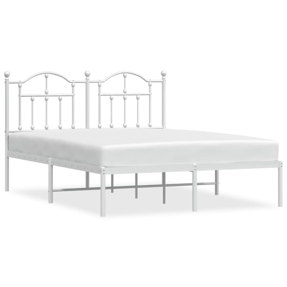 Metal Bed Frame without Mattress with Headboard White 150x200 cm