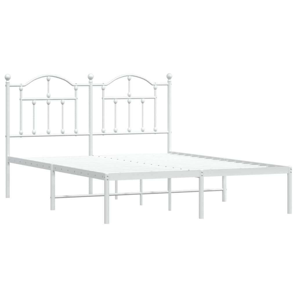 Metal Bed Frame without Mattress with Headboard White 150x200 cm