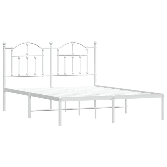 Metal Bed Frame without Mattress with Headboard White 150x200 cm