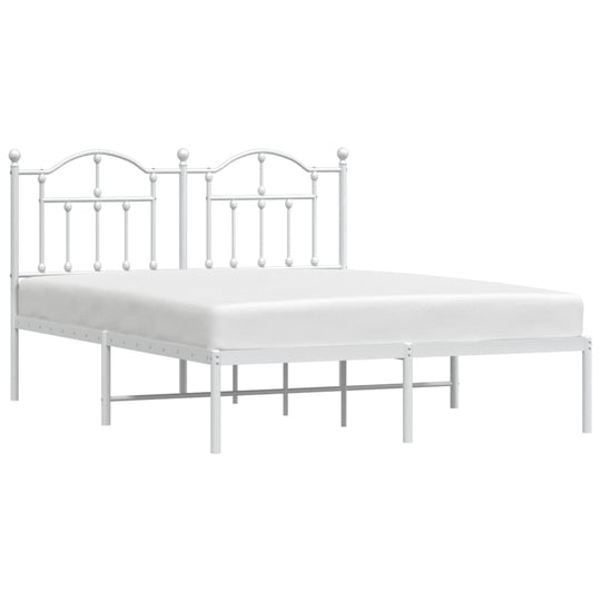 Metal Bed Frame without Mattress with Headboard White 150x200 cm