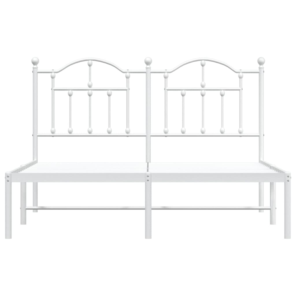 Metal Bed Frame without Mattress with Headboard White 150x200 cm