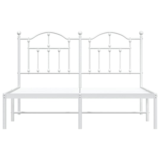 Metal Bed Frame without Mattress with Headboard White 150x200 cm