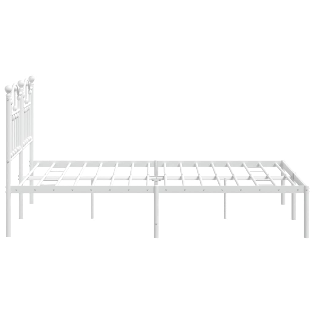 Metal Bed Frame without Mattress with Headboard White 150x200 cm