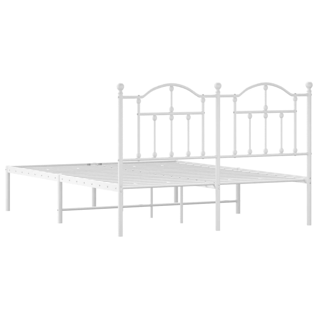 Metal Bed Frame without Mattress with Headboard White 150x200 cm