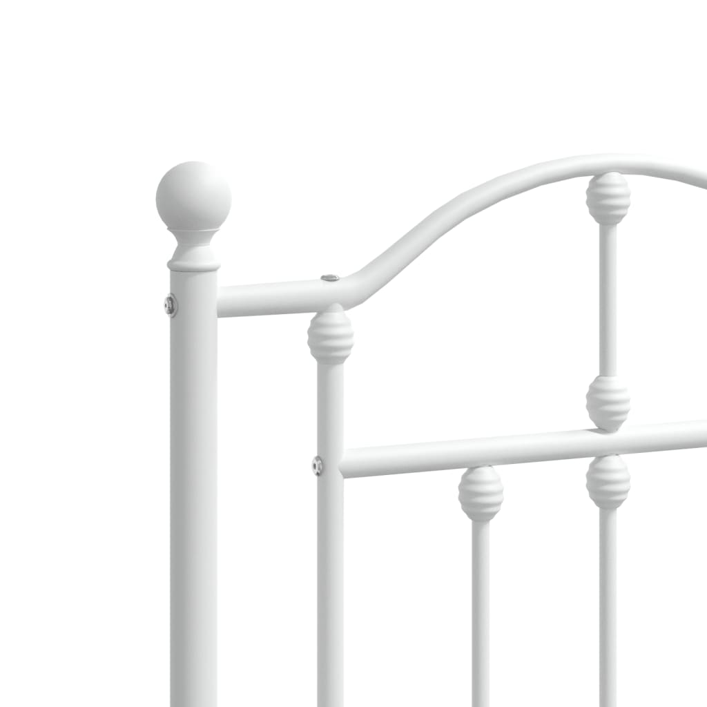 Metal Bed Frame without Mattress with Headboard White 150x200 cm