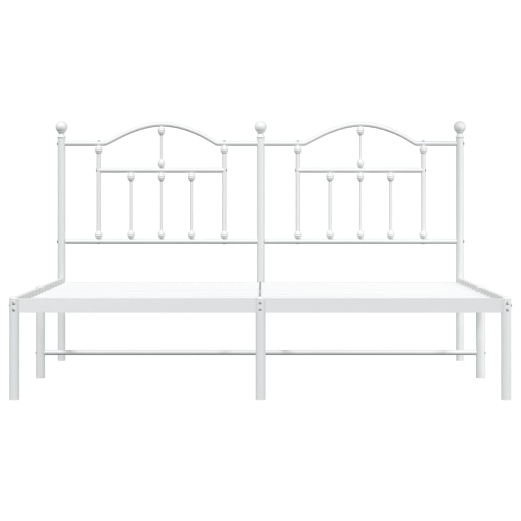 Metal Bed Frame without Mattress with Headboard White 183x203 cm King